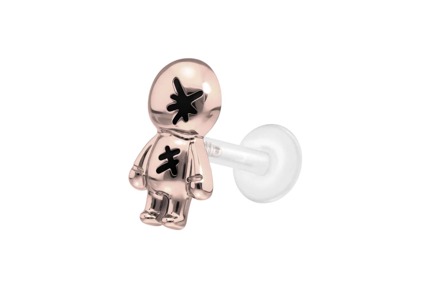 PTFE Labret Piercing mit Innengewinde + Titan-Aufsatz PUPPE